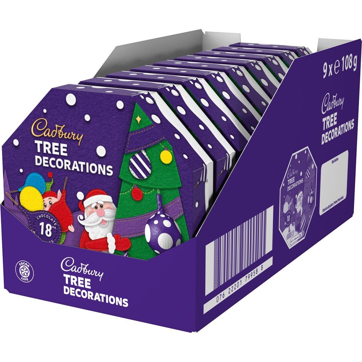 Cadbury Chocolate Tree Decorations 72g (Box of 6)