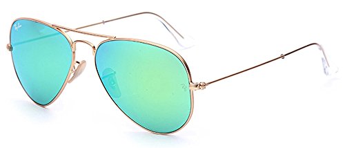 Ray-Ban Aviator 112/19 Aviator Sunglasses,Matte Gold/Green Mirror Lens,58 mm