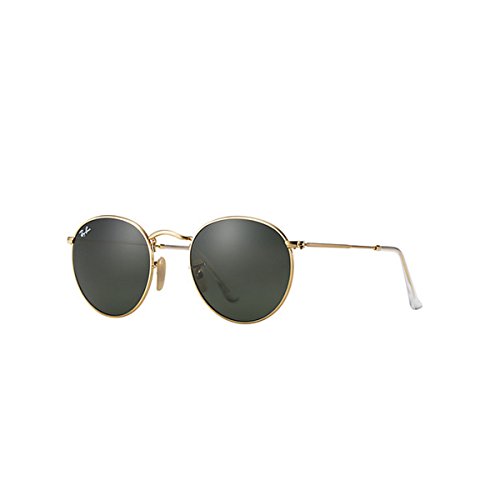 Ray-Ban ORB3447 001 Round Sunglasses,Gold Frame/Green Lens,50 mm