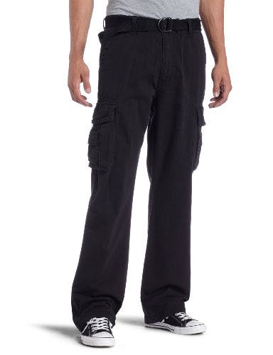 Unionbay Men's Cotton Twill Survivor Cargo Pant, Black Belt, 30x32