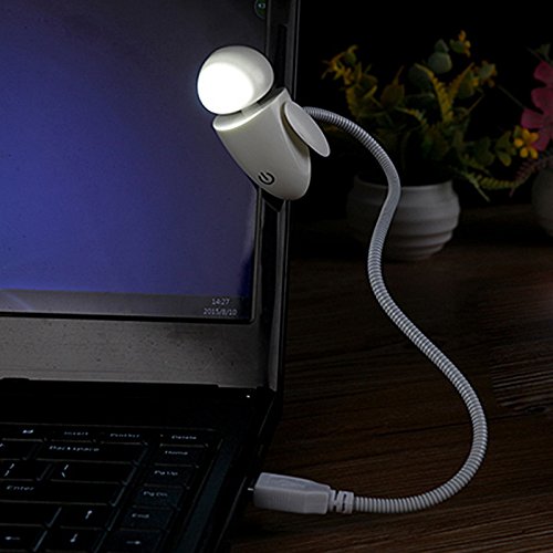 USB Reading Lamp Night Light Plug in Lights Gadgets , Robot 3 Level Adjustable Dimmable Brightness Flexible LED USB Light for PC Computer Laptop Notebook Keyboard Book (White )