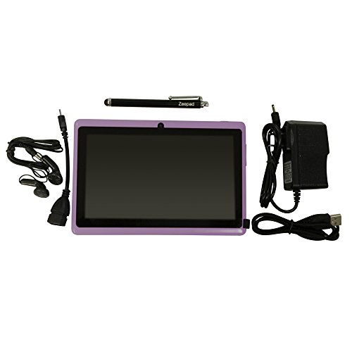 Zeepad Android 4.4 KitKat Quad Core Capacitive Touch Screen Dual Camera Bluetooth Tablet PC, 7", Purple